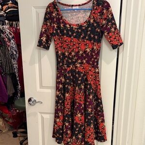 LuLaRoe Black and Red Floral Midi Dress